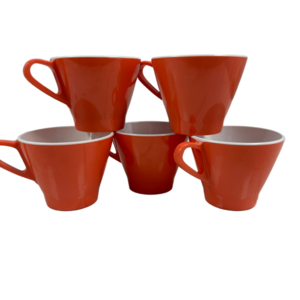 Vintage Maplex Melmac Melamine Coral Orange White Cups‎